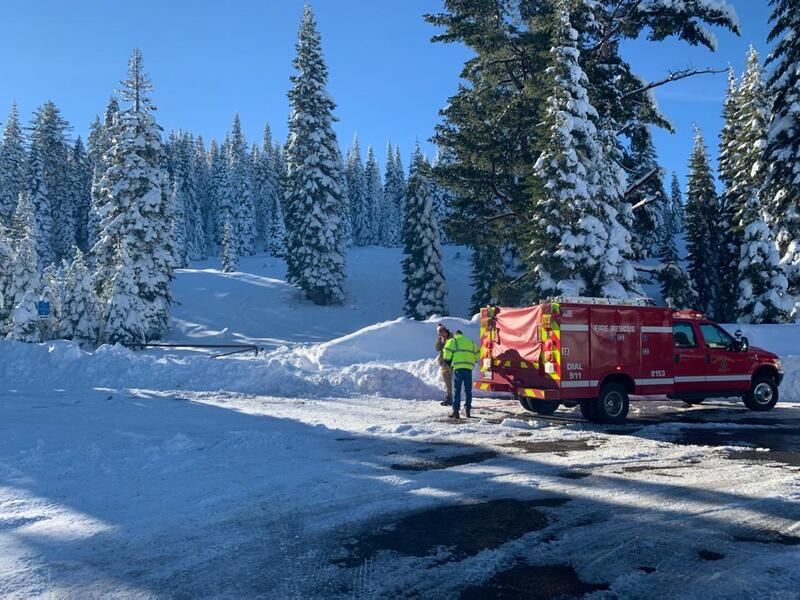 Firetruck on a snowy road